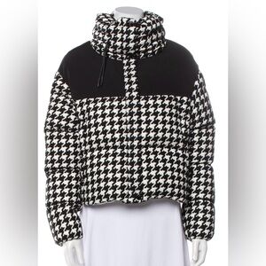 Moncler Black and White Houndstooth Puffer Jacket